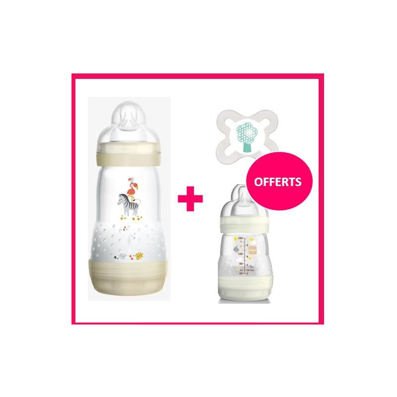 OFFRE MAM Biberon Easy Start Anti-Colique 260ml avec Biberon e 130ML et Sucettes OFFERTS OFFRE MAM Biberon Easy Start Anti-Colique 260ml avec Biberon e 130ML et Sucettes OFFERTS