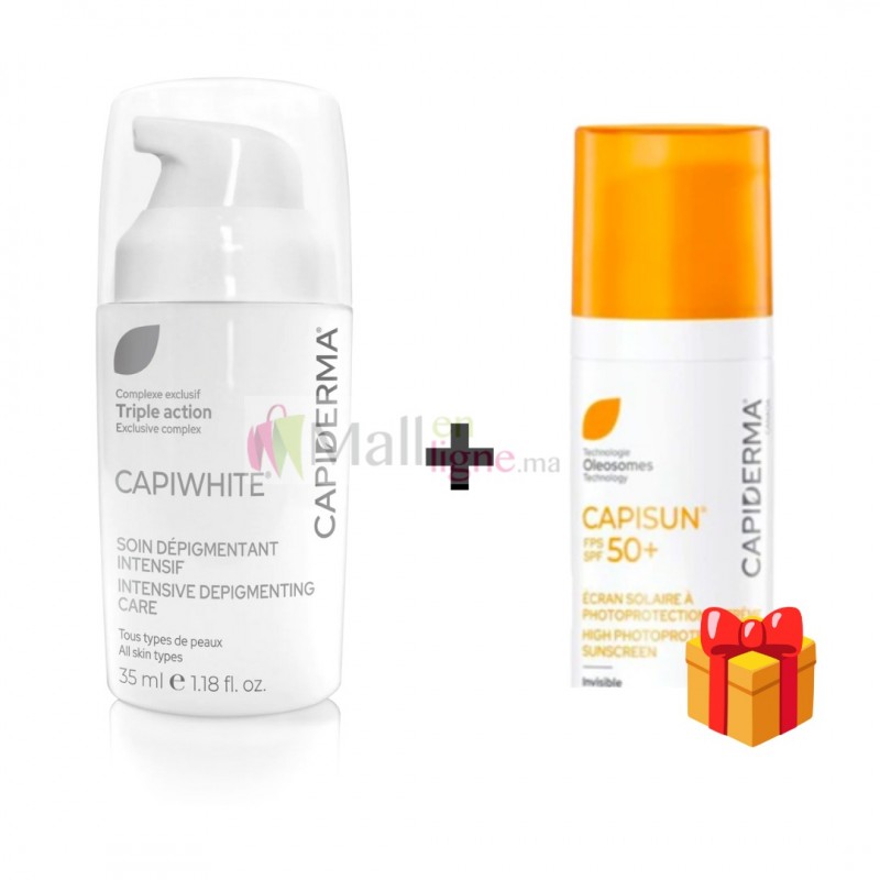 OFFRE CAPIDERMA CAPIWHITE HQ SOIN DEPIGMENTANT 30ml avec CAPIDERMA CAPISUN ECRAN TEINTEE CLAIRE OFFERT